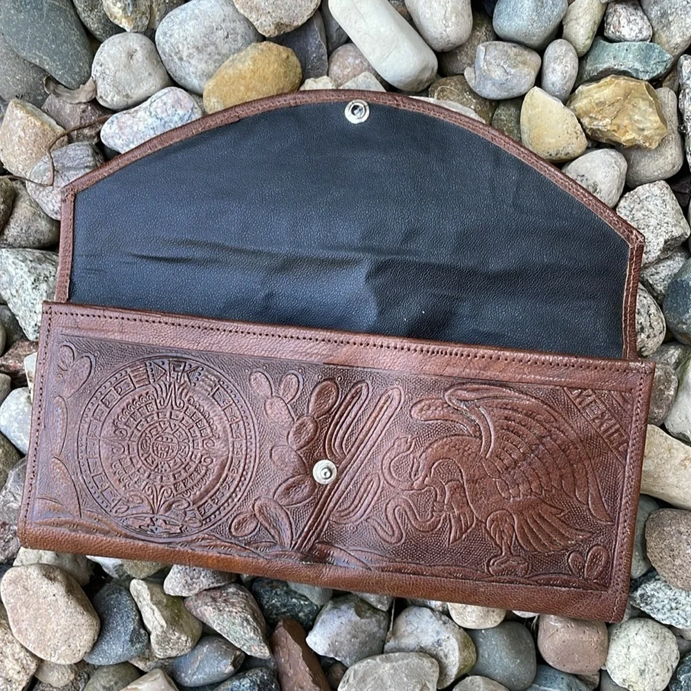 Vintage‎ Bennine YEO Congura Kangaroo Leather Mexican Envelope Clutch Purse